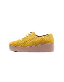 Zapato Cuña WONDERS Mujer Ante Amarillo A-8322