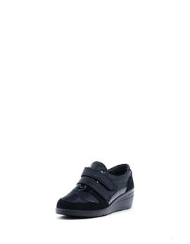 Zapato Mysoft 20M572 negro cuña velcro para mujer