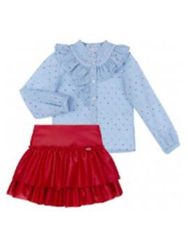 Conjunto Dolce Petit 26-3004 azul/rojo para niña