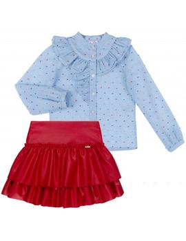 Conjunto Dolce Petit 26-3004 azul/rojo para niña