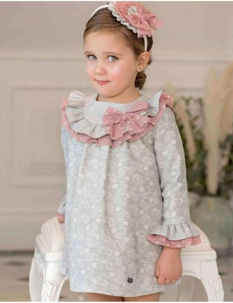 Vestido Dolce 26-2217-V gris para niña