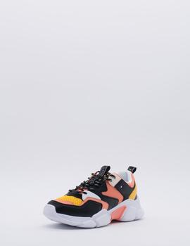 Zapatilla Tommy FW04695 coral/negro para mujer