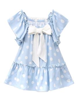 Vestido Dadati 01007071 azul y blanco para niña