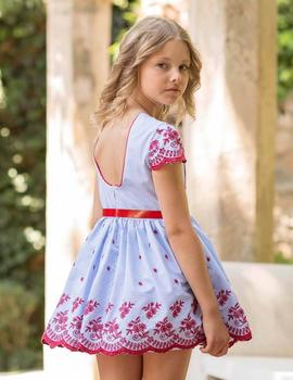 Vestido Dolce Petit 27-3000-V DP azul y rojo niña