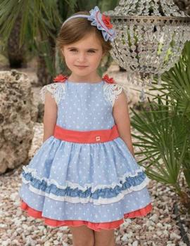 Vestido Doce Petit 27-2242-V azul y rojo para niña