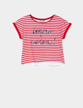 Camiseta Tiffosi Marni Bonjour rojo para niña
