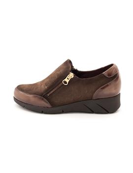 Zapato FRANK Mujer Serraje Taupe Cremallera 51524