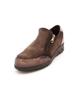 Zapato FRANK Mujer Serraje Taupe Cremallera 51524