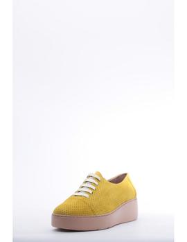 Zapato Cuña WONDERS Mujer Ante Amarillo A-8322