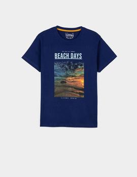 Camiseta Tiffosi Darvi Beach Days azul para niño
