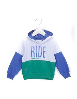 Sudadera Ativo YF754 blanca/azul/verde niño