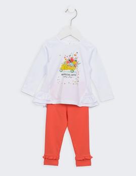 Conjunto Ativo C2160 blanco y coral para niña