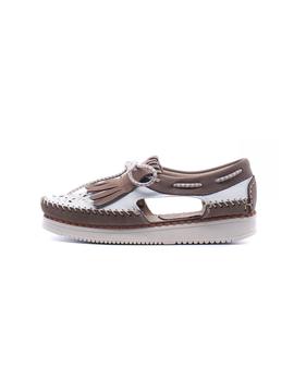 Zapato Abierto LOIBA Mujer Blanco y Taupe 5204L