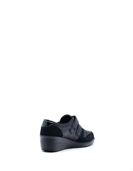 Zapato Mysoft 20M572 negro cuña velcro para mujer