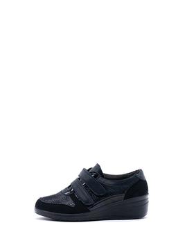 Zapato Mysoft 20M572 negro cuña velcro para mujer