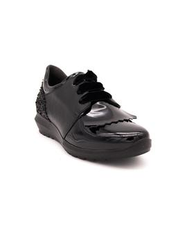 Zapato BAERCHI Mujer Piel Negro Cuña Fleco 36103 