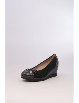 Zapato Cuña PITILLOS Mujer Negro Con Lazo 5520