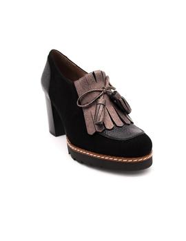 Zapato Tacón GIKO Mujer Serraje Negro Fleco 59366