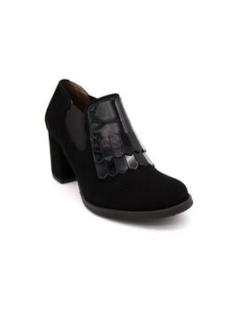 Zapato Tacón GIKO Mujer Serraje Negro Fleco 55103