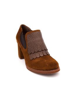 Zapato Tacón GIKO Mujer Serraje Camel Fleco 55103