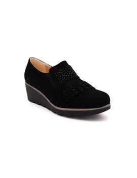 Zapato D´CHICAS Mujer Negro Cuña Fleco  3711
