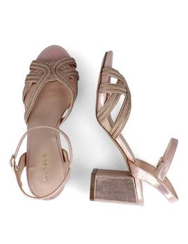 Sandalia Menbur 21774 oro/rosa tacón para mujer