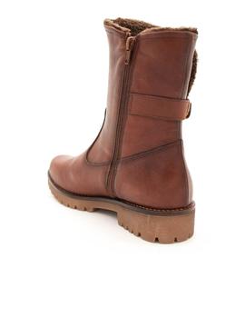 Bota GIORDA Mujer Pelo Piel Castaño Hebilla 23521