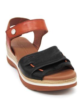 Sandalia Paula Urban 2-2404 negra/cuero para mujer