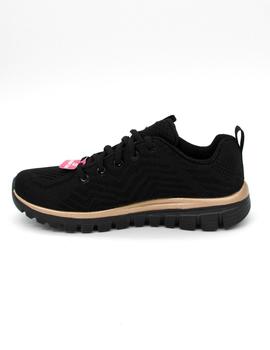 Deportivo Skechers 12615/BKRG negro/dorado mujer