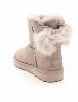 Botín UGG Mujer Con Pelo Serraje Gris Lazo 1094967