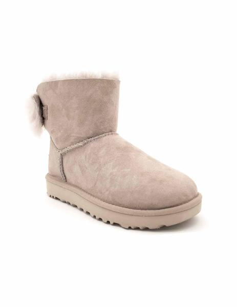 Bot n UGG Mujer Con Pelo Serraje Gris Lazo 1094967