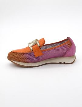 Mocasín Kaira de Hispanita naranja/rosa para mujer