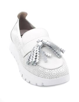 Mocasín Wonders A-2445 blanco/plata para mujer