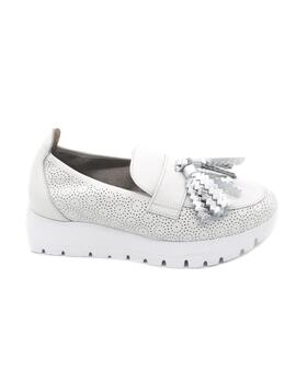 Mocasín Wonders A-2445 blanco/plata para mujer