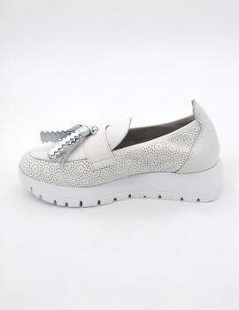 Mocasín Wonders A-2445 blanco/plata para mujer