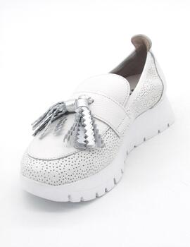 Mocasín Wonders A-2445 blanco/plata para mujer