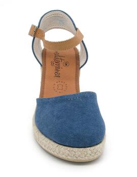 Alpargata Mediterranea 20219 azul con cuña