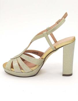 Sandalias de tacón Membur 23036 doradas para mujer