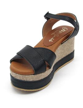 Sandalia Oh My Sandals 5249 negro con cuña