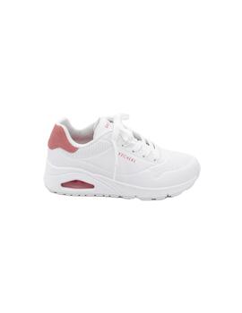 Zapatilla Skechers Uno - Pop Back bco./coral