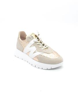 Zapato deportivo Wonders A-2464 beige/oro mujer