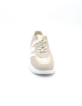Zapato deportivo Wonders A-2464 beige/oro mujer