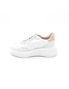 Zapato deportivo Wonders A-3602 blanco plata mujer