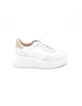 Zapato deportivo Wonders A-3602 blanco plata mujer