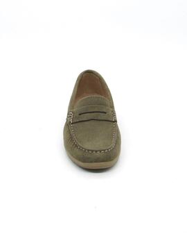 Mocasín AUDE AGOT verde serraje para mujer