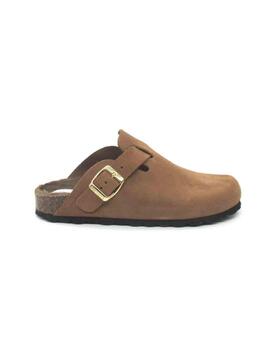 Zueco AUTENTI 0355 de serraje marrón con pelo