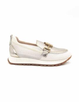 HV253919 HISPANITAS MOCASIN BLANCO/DORADO