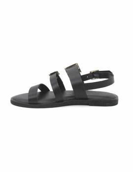 Sandalia Wonders AB-1340 de color negro plana
