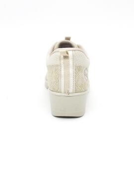 Zapato Deportivo Mysof t25M200 beige con cuña para mujer