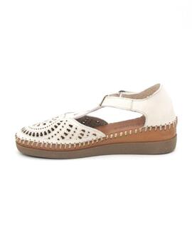 Sandalia 48 HORAS 514110/34 de color crema/cuero para mujer